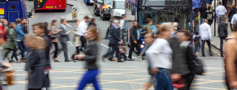 Hurrying_pedestrians stock photo