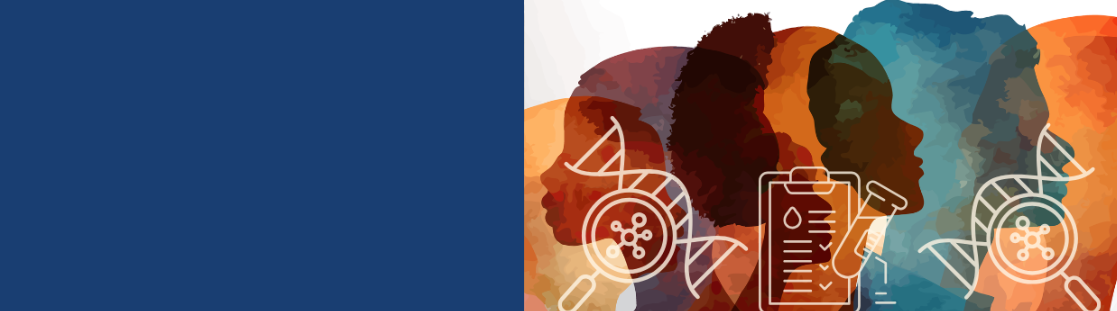 illustration of lots of different faces with icons for biological markers