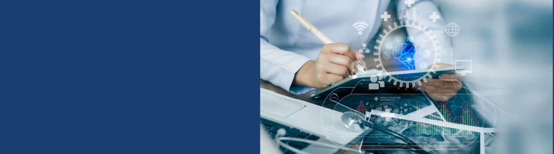 image of a clinician working on a notepad