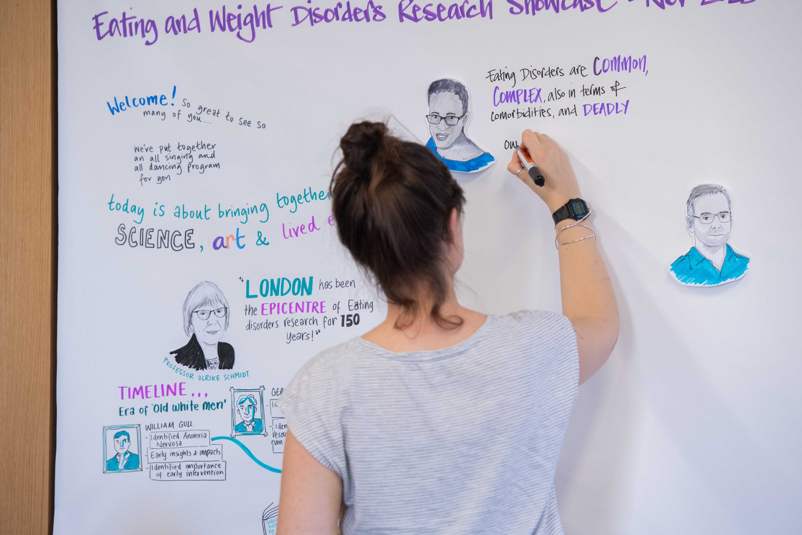 artist drawing on whiteboard