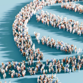 Illustration of DNA with people