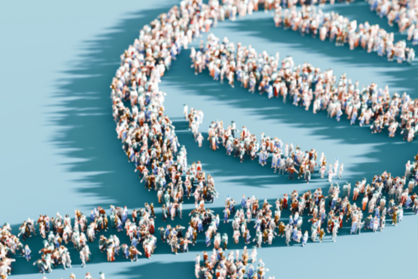 Illustration of DNA with people