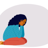 A graphic of a upset woman