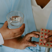 A closeup of a patient with some medication