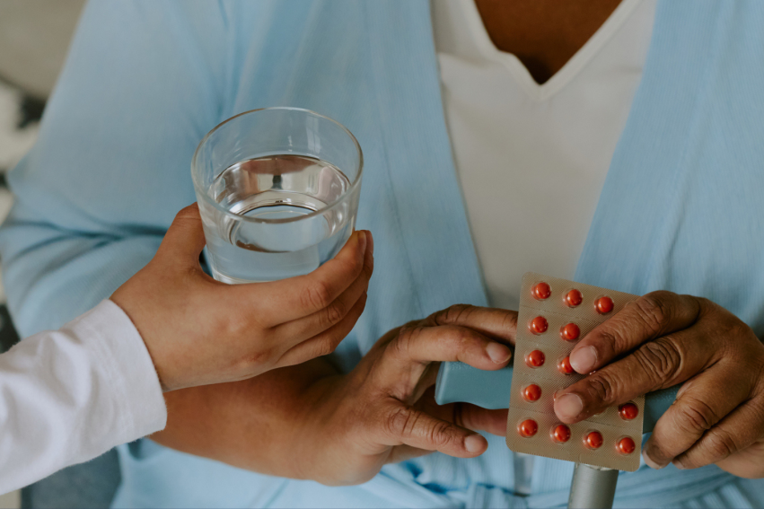 A closeup of a patient with some medication