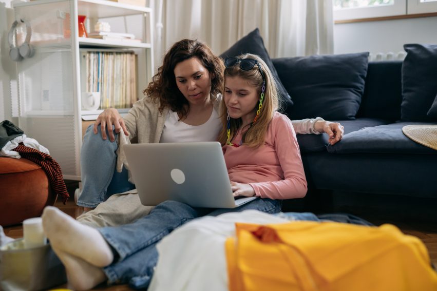 mother and daughter at home