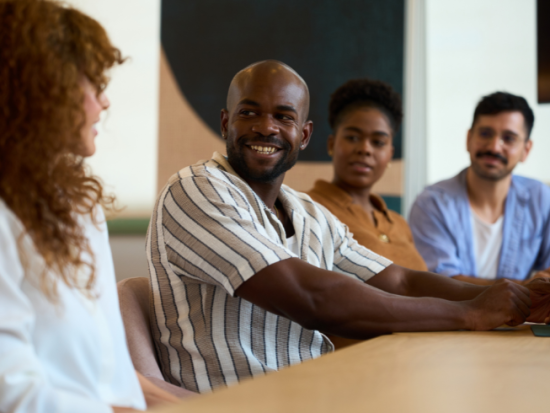 group of diverse people talking