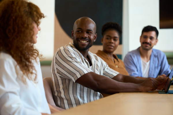 group of diverse people talking