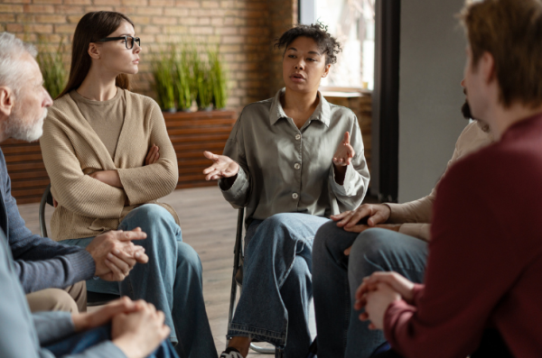 group of people in room
