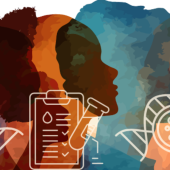 A graphic showing the outline of people's faces