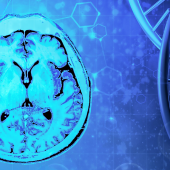 Brain scan and DNA helix