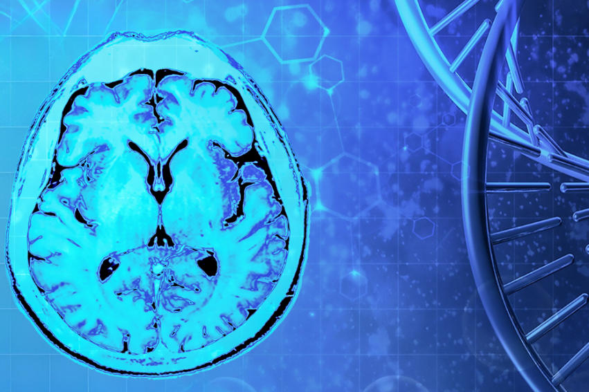 Brain scan and DNA helix