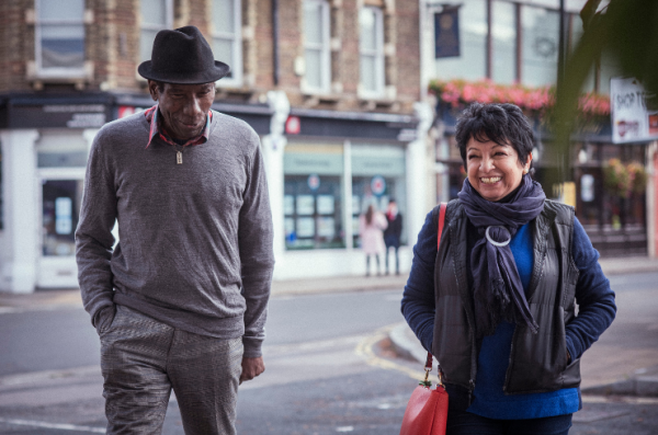Two people walking together