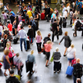 A crowded London station