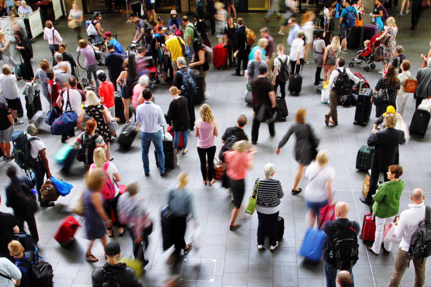 A crowded London station