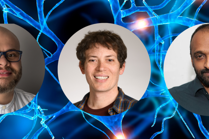 King's researchers are involved in three teams that have been awarded Discovery Awards as part of the Longitude Prize on ALS. From left to right: Dr Ahmad Al Khleifat, Professor Alfredo Iacoangeli and Dr Jemeen Sreedharan.