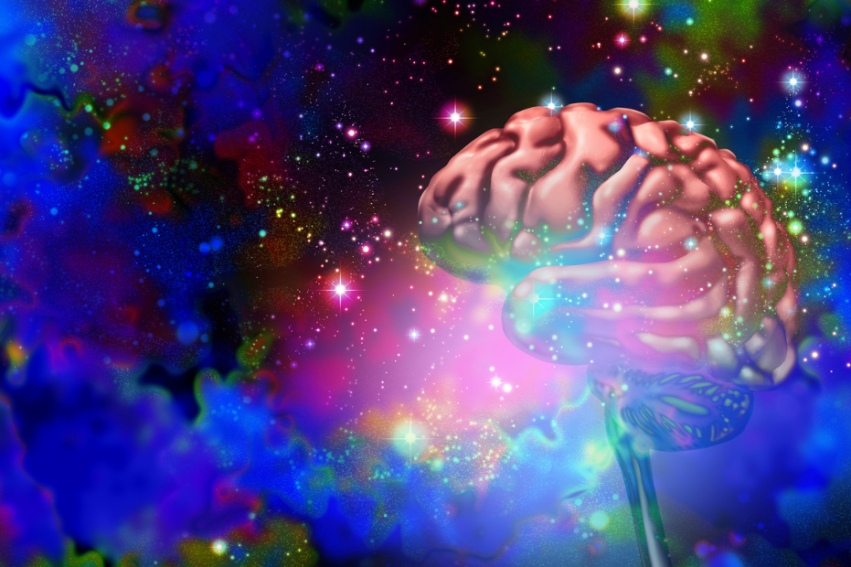 Visual of brain science, multicoloured