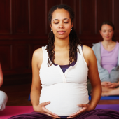 Women taking part in pregnancy yoga