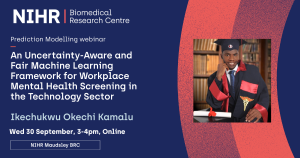 An image with the title: An Uncertainty-Aware and Fair Machine Learning Framework for Workplace Mental Health Screening in the Technology Sector and an image of a male speaker in a cap and gown.