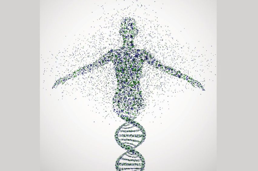 Abstract model of woman of DNA molecule. Illustration contains transparency and blending effects, Eps 10
