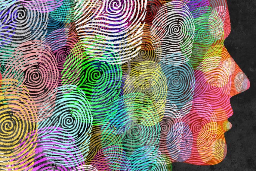 Illustration using finger prints to create a face